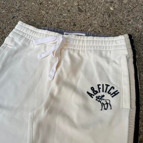 Vintage Y2K Abercrombie & Fitch White And Navy Strips Embroidered Sweatpants - Picture 6 of 8